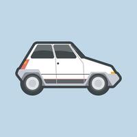 side view white car with outline flat design. vector