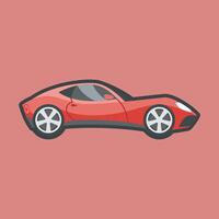 side view red car with outline flat design. vector