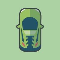 top view green car with outline flat design. vector
