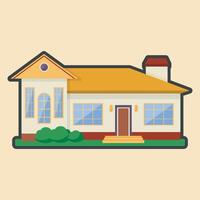 home building with outline flat design. vector