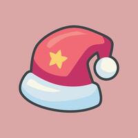 red sleeping hat with star sign in outline flat design. vector
