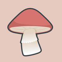 red mushroom with outline flat design. vector