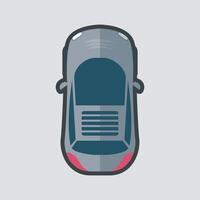 top view dark grey car with outline flat design. vector