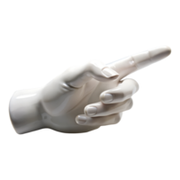 A white hand is pointing towards something that is on a transparent background png