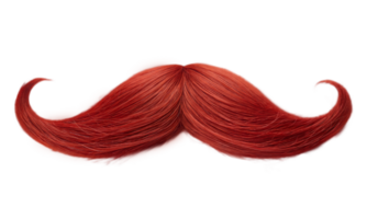A vibrant red mustache is prominently displayed against a transparent background png