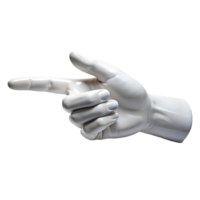 A white hand is pointing towards the right side on a transparent background png