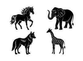 animal bundle set silhouette design on a white background vector
