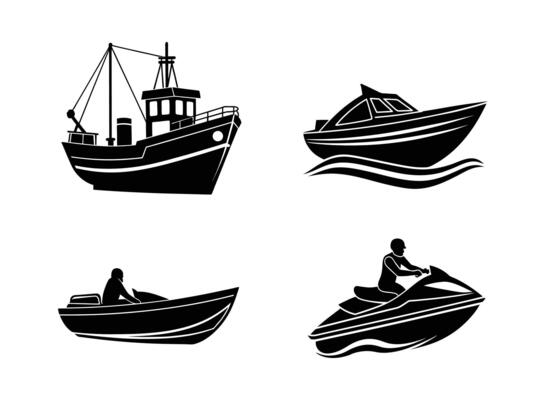 boat, ship bundle set silhouette design