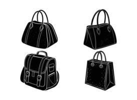 bag bundle set silhouette design on a white background vector