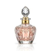 Unbranded luxury perfume bottle with a sleek, reflective surface, isolated on white background with shadow. Ideal for high-end fragrance promotions and sophisticated beauty advertisements photo