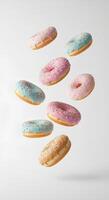 white background donuts falling food graphics dessert designs graphic elements bakery clipart social media posts website themes cooking tutorials recipe websites print designs digital resources photo