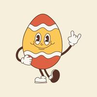Groovy Easter Egg with Colorful Retro Design vector