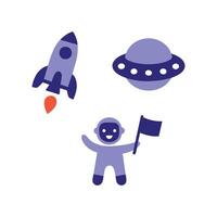 Whimsical Space Exploration and Galaxy Icons vector