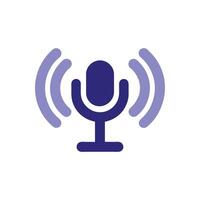 Minimalist Podcast Microphone Icon with Modern Sound Waves vector