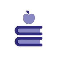Stack of Books Icon with Apple for School and Study vector