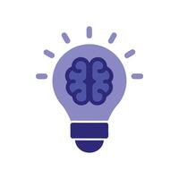 Light Bulb Icon with Brain Inside for Creative Learning vector