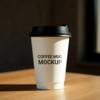 Minimalist White Paper Coffee Cup on Table Perfect for Branding Mockups psd