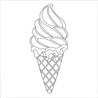Ice cream cone line drawing simple illustration frozen snack icon vector