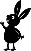 A cute baby Rabbit is singing a song silhouette illustration vector