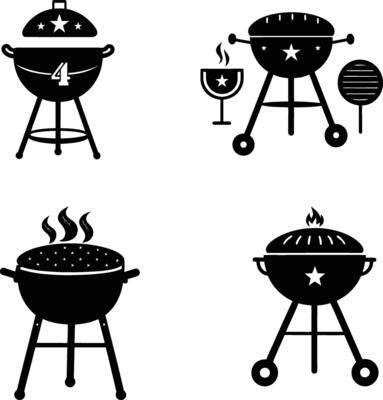 Barbecue grill with 4th of July symbols illustration