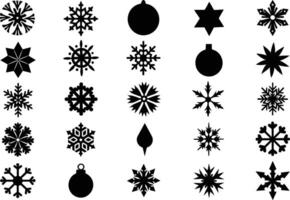 Christmas snow shapes and frosted cool icon with ornaments set vector