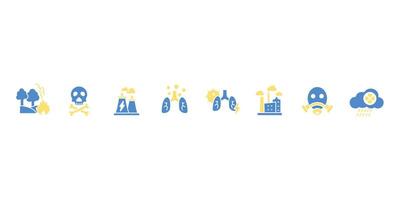 Air Pollution icon set..Editable stroke.linear style sign for use web vector