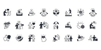 Altruism icon set.Editable stroke.linear style sign for use web design,logo.Symbol illustration. vector