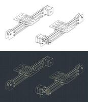 Belt driven linear actuator blueprints vector