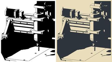 CNC Router sclose-up vector