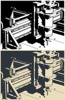 CNC Router sclose-up illustrations vector