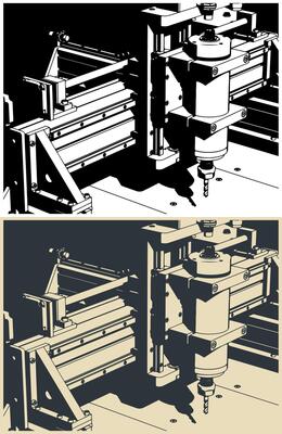 CNC Router sclose-up illustrations