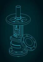 Tank bottom valve blueprint vector