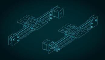 Belt driven linear actuator drawings vector