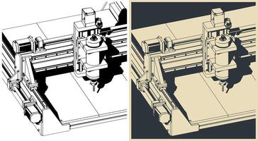3 Axis CNC Router illustrations vector