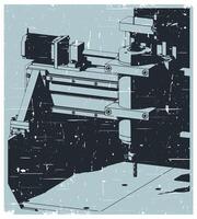 CNC Router sclose-up retro poster vector