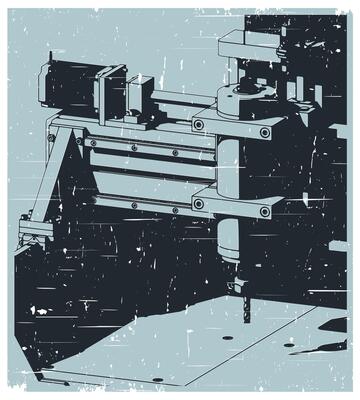 CNC Router sclose-up retro poster