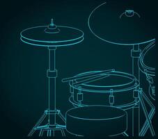Drum kit close-up sketch vector