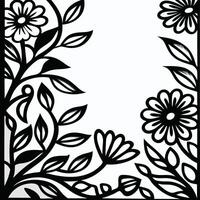 Black abstract floral patterns on white background. vector