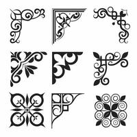 Black and white abstract set floral patterns on white background. vector