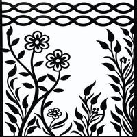Black and white abstract floral patterns in Matisse style on white background vector