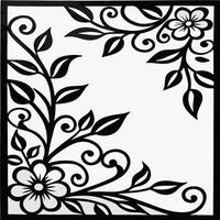 Black and white abstract floral patterns on white background. vector
