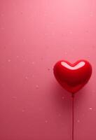 The vertical template is pink. Inflatable balloons in the shape of heart.Place for the text photo
