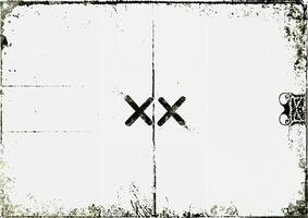 A retro grunge-style frame texture with black distressed edges on a light background, ideal for overlay effects. photo