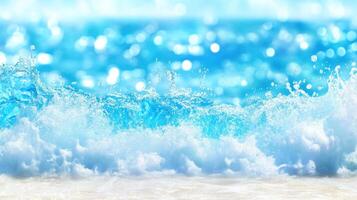 Waves roll onto the sandy beach, creating a refreshing atmosphere under the bright sun photo