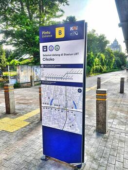 Jakarta, Indonesia on 21 March 2024. Informative Cikoko LRT Station Sign Map Guide photo
