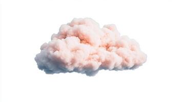 Fluffy pink cloud on a white background, representing tranquility. photo