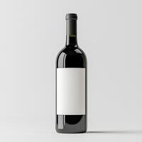 Stylish wine bottle with blank label for custom branding. photo