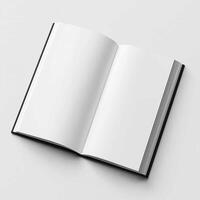 Open blank notebook on a minimalistic background for creativity. photo