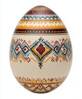 Colorful decorated egg with intricate geometric patterns. For Easter egg photo