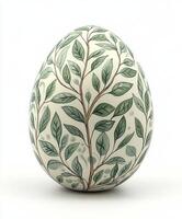 Decorative egg with intricate leaf patterns in fresh colors. For Easter egg photo